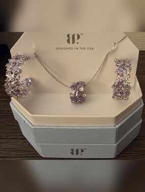 BP Lavender Crystal Cluster Pendant Necklace